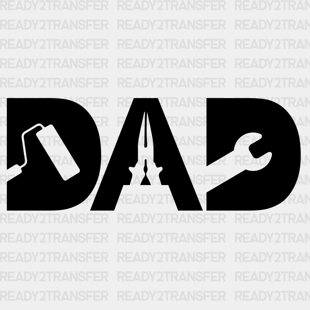 Dad Tools Design Father’s Day Dtf Transfer Adult Unisex - S & M (10’) / Black