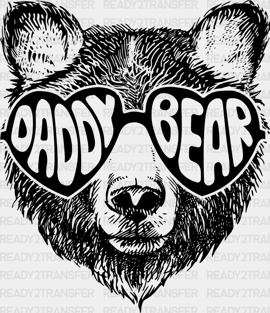 Daddy Bear Father’s Day Dtf Transfer Adult Unisex - S & M (10’) / Black