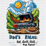 Dad's Rules, Eat Grill Chill - BBQ DTF Transfers ready2transfer
