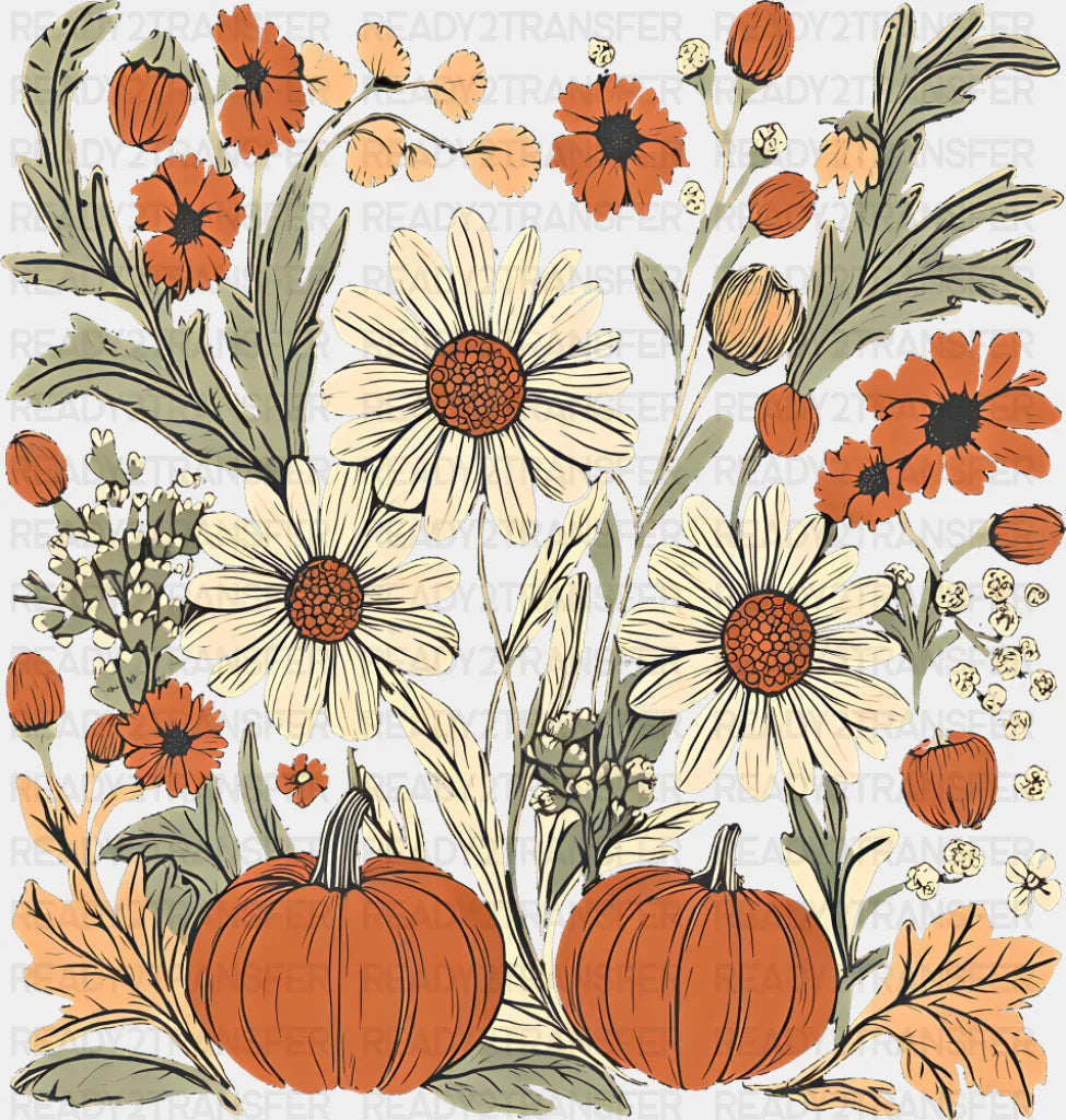 Daisies And Pumpkins - Halloween DTF Transfer