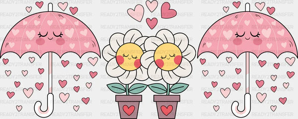 Daisies And Umbrellas - Valentine's Day Cup Wrap UV Sticker Permanent UV DTF Decal