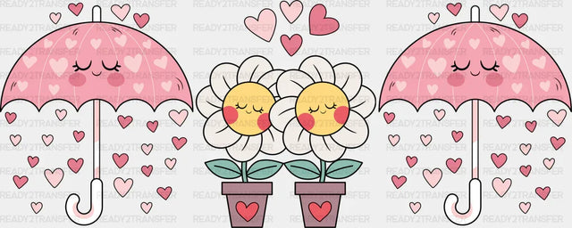 Daisies And Umbrellas - Valentine’s Day Cup Wrap Uv Sticker Permanent Dtf Decal