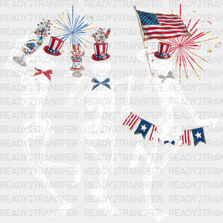 Dancing Skeleton 4Th Of July Dtf Heat Transfer Independence Day Design Fourth