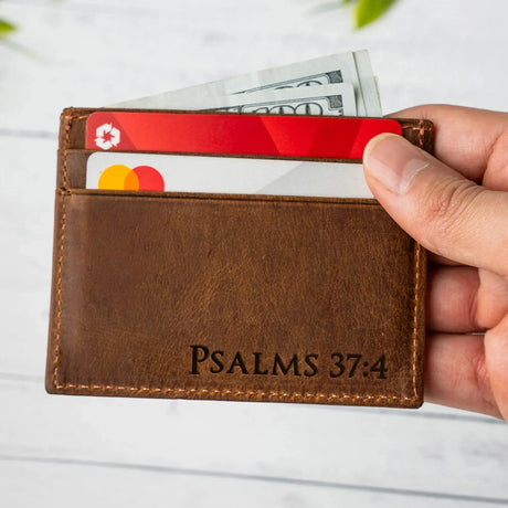 Custom Engraved Leather Credit Card Holder Transfer Kingdom