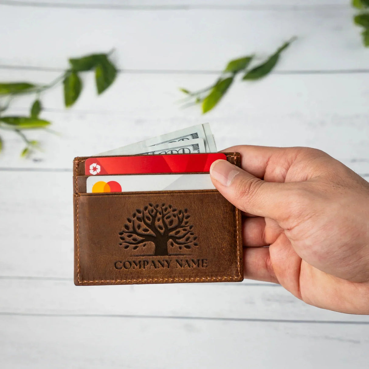 Custom Engraved Leather Credit Card Holder