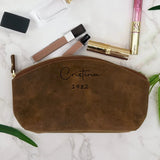 Custom Engraved Leather Makeup Bag for Women