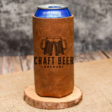 Custom Engraved Leather Can Holder