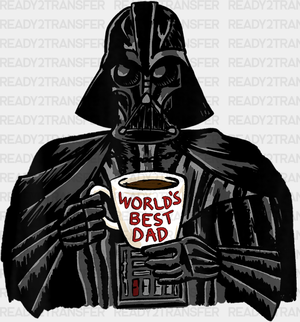 Darth Wader World’s Best Dad Father’s Day Dtf Transfer Adult Unisex - S & M (10’) / Black