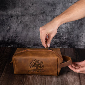 Custom Engraved Leather Dopp Kit for Men Transfer Kingdom