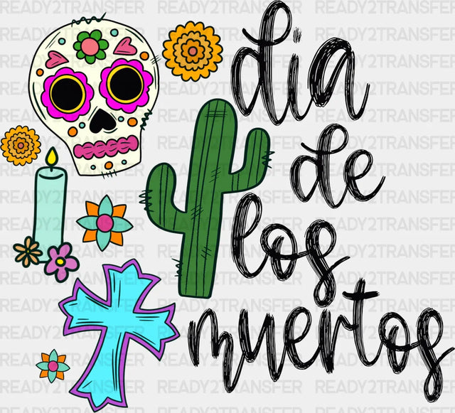 Dia De Los Muertos Doodles - Day Of The Dead Dtf Heat Transfer