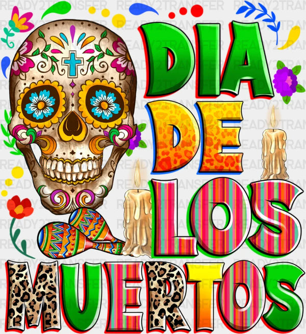 Dia De Los Muertos Skull Design - Day Of The Dead DTF heat transfer