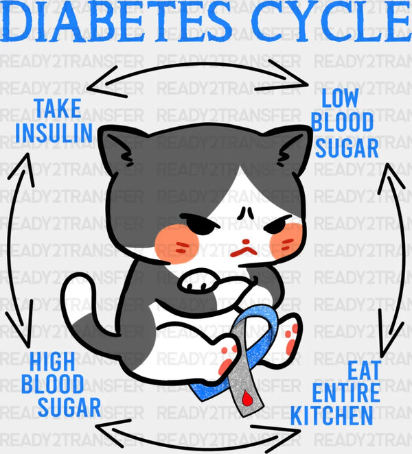 Diabetes Cycle Cat Design - Diabetes DTF heat transfer