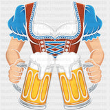 Dirndl Lady Serving Beers - Oktoberfest DTF Transfers ready2transfer