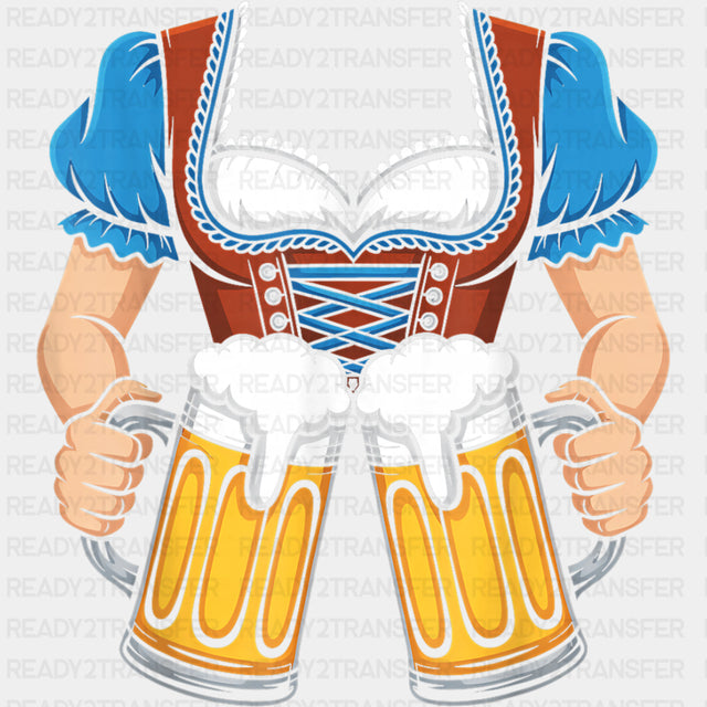 Dirndl Lady Serving Beers - Oktoberfest DTF Transfers ready2transfer
