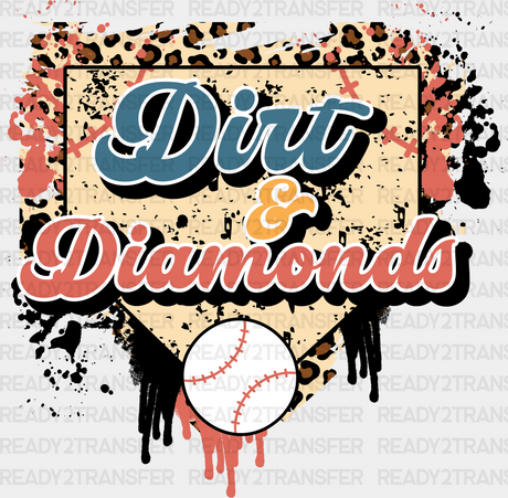 Dirt And Diamond - Baseball Dtf Heat Transfer Adult Unisex S & M (10’’) / Black