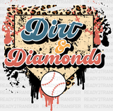 Dirt And Diamond - Baseball Dtf Heat Transfer Adult Unisex S & M (10’’) / White