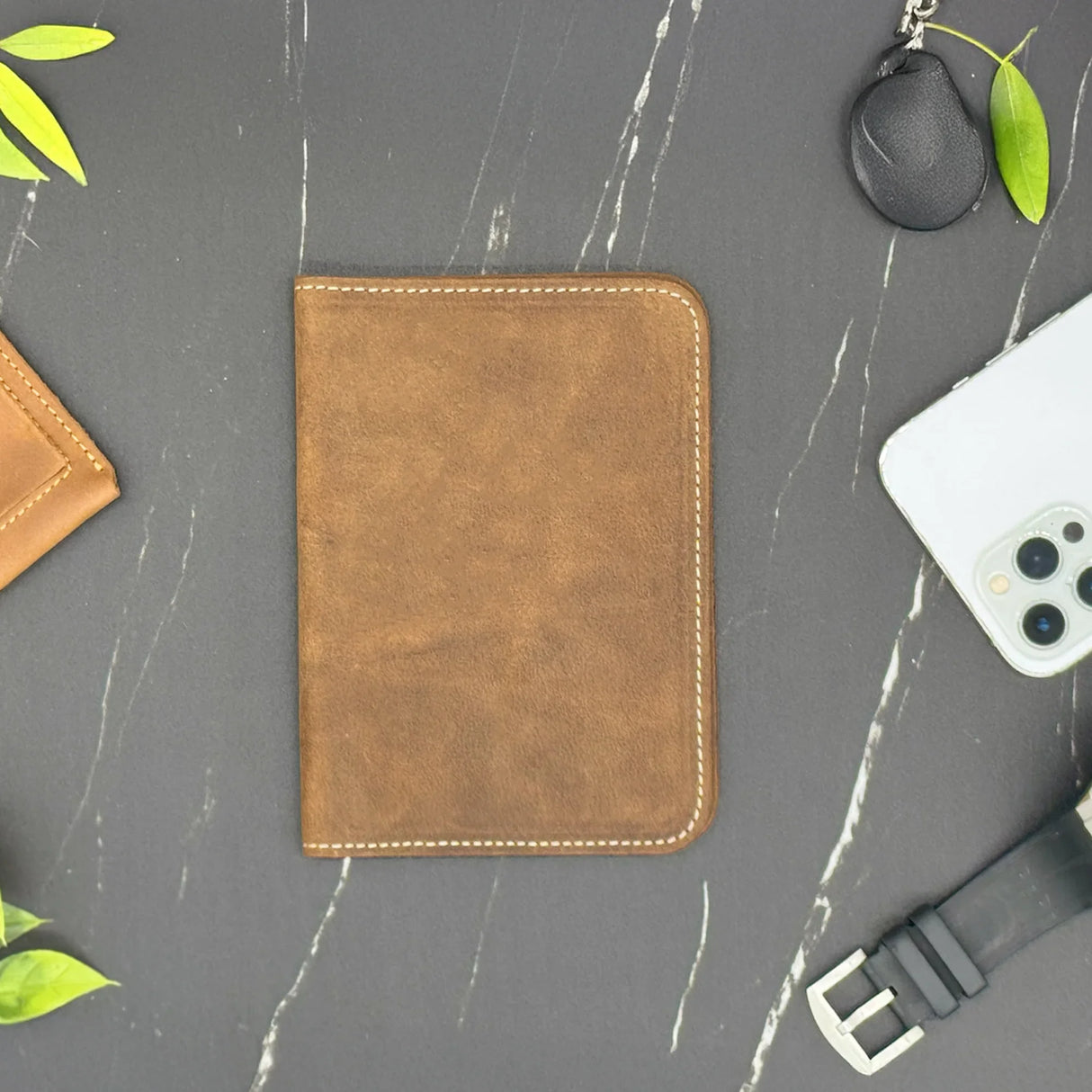 Custom Engraved Leather Passport Holder