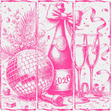 Disco Ball Champagne - New Year DTF Transfer Adult Unisex - S & M (10’’) / Pink Color Design (See Imaging)