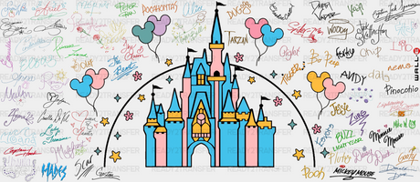 Disney Blue Castle - Cup Wrap Uv Sticker Permanent Dtf Decal