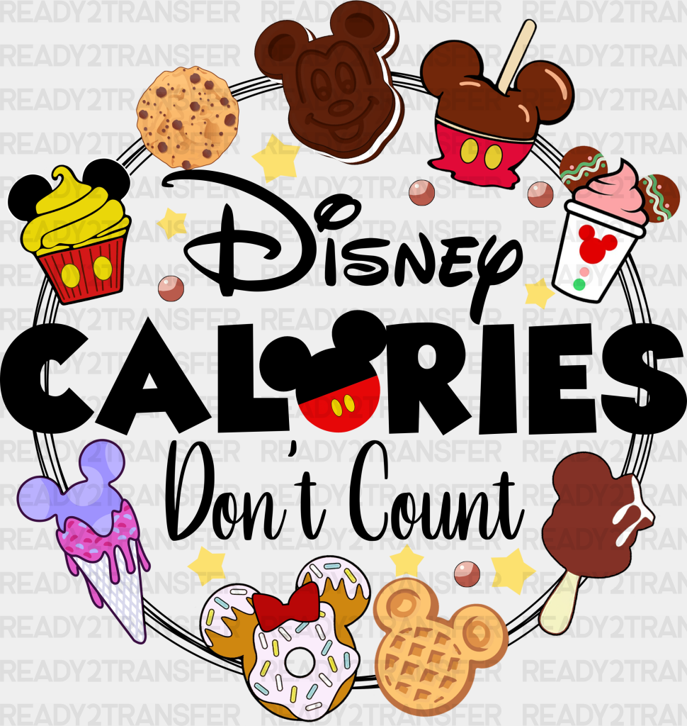 Disney Calories Don’t Count Dtf Transfer Adult Unisex - S & M (10’) / Black