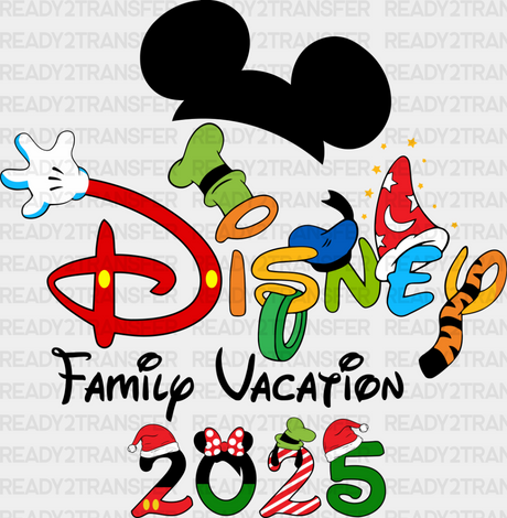 Disney Family Vacation 2025 - Iron On Dtf Transfer Adult Unisex S & M (10’’) / Mickey Dark