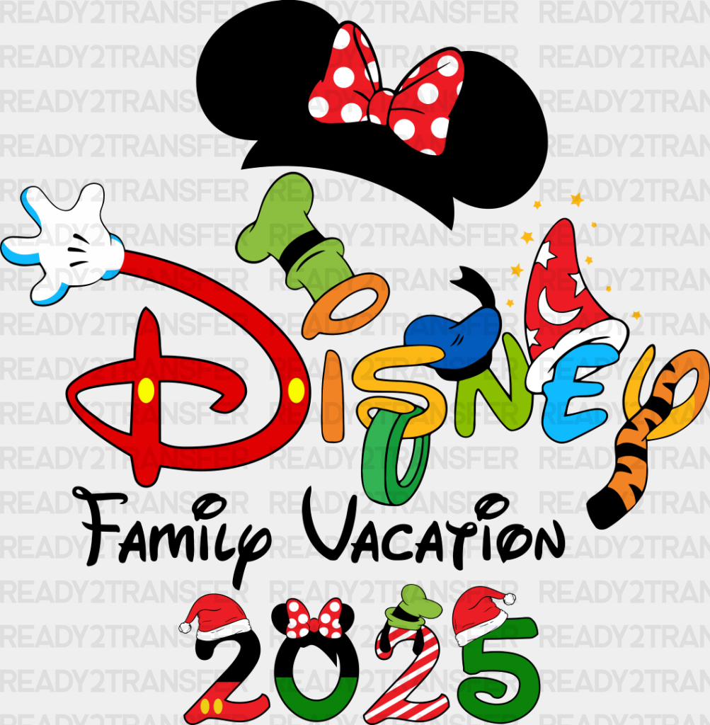 Disney Family Vacation 2025 - Iron On Dtf Transfer Adult Unisex S & M (10’’) / Minnie Dark