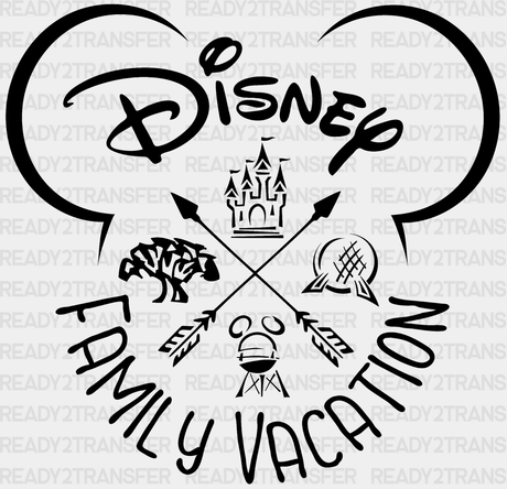 Disney Family Vacation Dtf Transfer Adult Unisex - S & M (10’) / Black