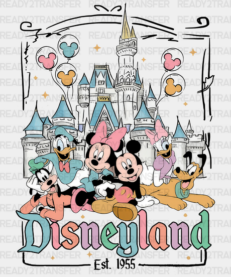 Disneyland Est. 1955 Disney Dtf Transfer Adult Unisex - S & M (10’) / Black