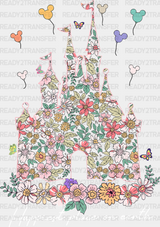 Disneyland Flowers Disney Dtf Transfer Adult Unisex - S & M (10’) / White