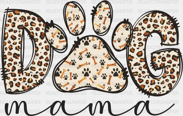 Dog Mama Paw B&W Design - Dogs Dtf Transfer Adult Unisex S & M (10’’) / Dark Color (See Imaging)