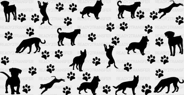 Dog Paw Dark Design - Pets Cup Wrap Uv Sticker Permanent Dtf Decal