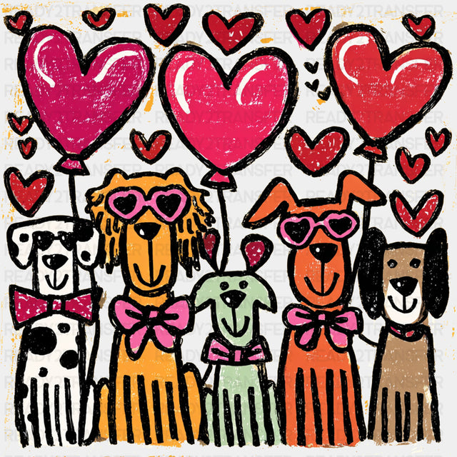Dogs Crayon Art - Valentine's Day DTF Transfers ready2transfer