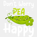 Don’t Worry Pea Happy - Vegan DTF Transfers - Adult Unisex - S & M (10’’) / Light Color Design (See Imaging)