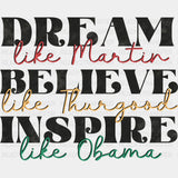 Dream Like Martin Blm Dtf Transfer Adult Unisex - S & M (10’) / Black