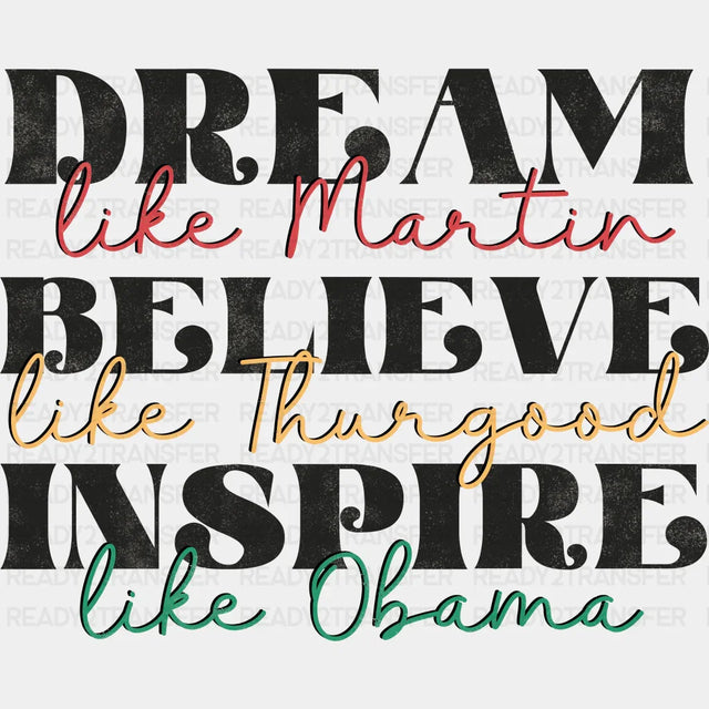 Dream Like Martin Blm Dtf Transfer Adult Unisex - S & M (10’) / Black