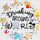 Drinking Around The World Disney Dtf Transfer Adult Unisex - S & M (10’) / Black