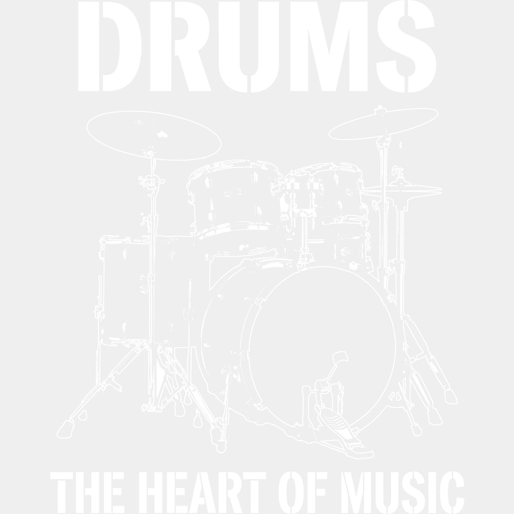Drums, The Heart Of Music - Music DTF Transfers ready2transfer Light Color Design (See Imaging)