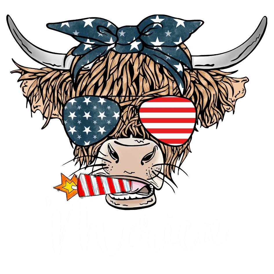 Merica Cow 4th Of July DTF Heat Transfer, Independence Day Design, Fourth Of July DTF
