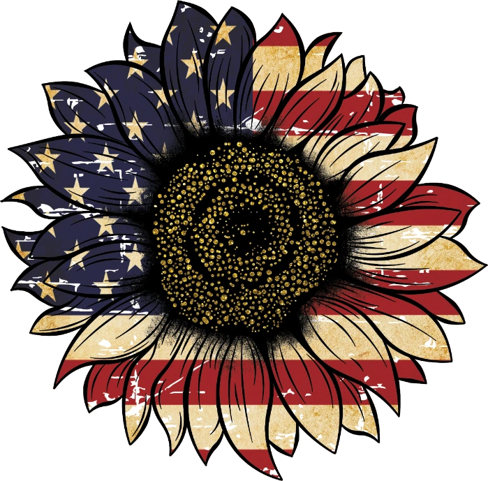 Sunflower 4th Of July DTF Heat Transfer, Independence Day Design, Fourth Of July DTF