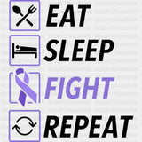 Eat Sleep Fight Repeat - Testicular Cancer DTF Transfers - Adult Unisex - S & M (10’’) / Dark Color Design (See Imaging)
