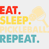 Eat. Sleep. Pickleball. Repeat. B&W - Pickleball DTF Transfers ready2transfer Light Color Design (See Imaging)