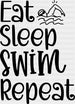 Eat Sleep Swim Repeat - Swimming DTF Heat Transfer ready2transfer Black