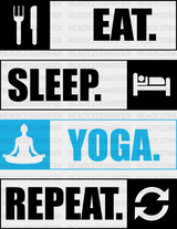 Eat Sleep Yoga Repeat - Dtf Heat Transfer Adult Unisex S & M (10’’) / Black