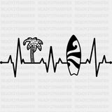 ECG Line B&W - Surfing DTF Transfers ready2transfer Dark Color Design (See Imaging)