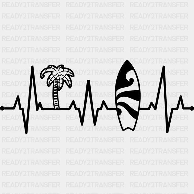 ECG Line B&W - Surfing DTF Transfers ready2transfer Dark Color Design (See Imaging)