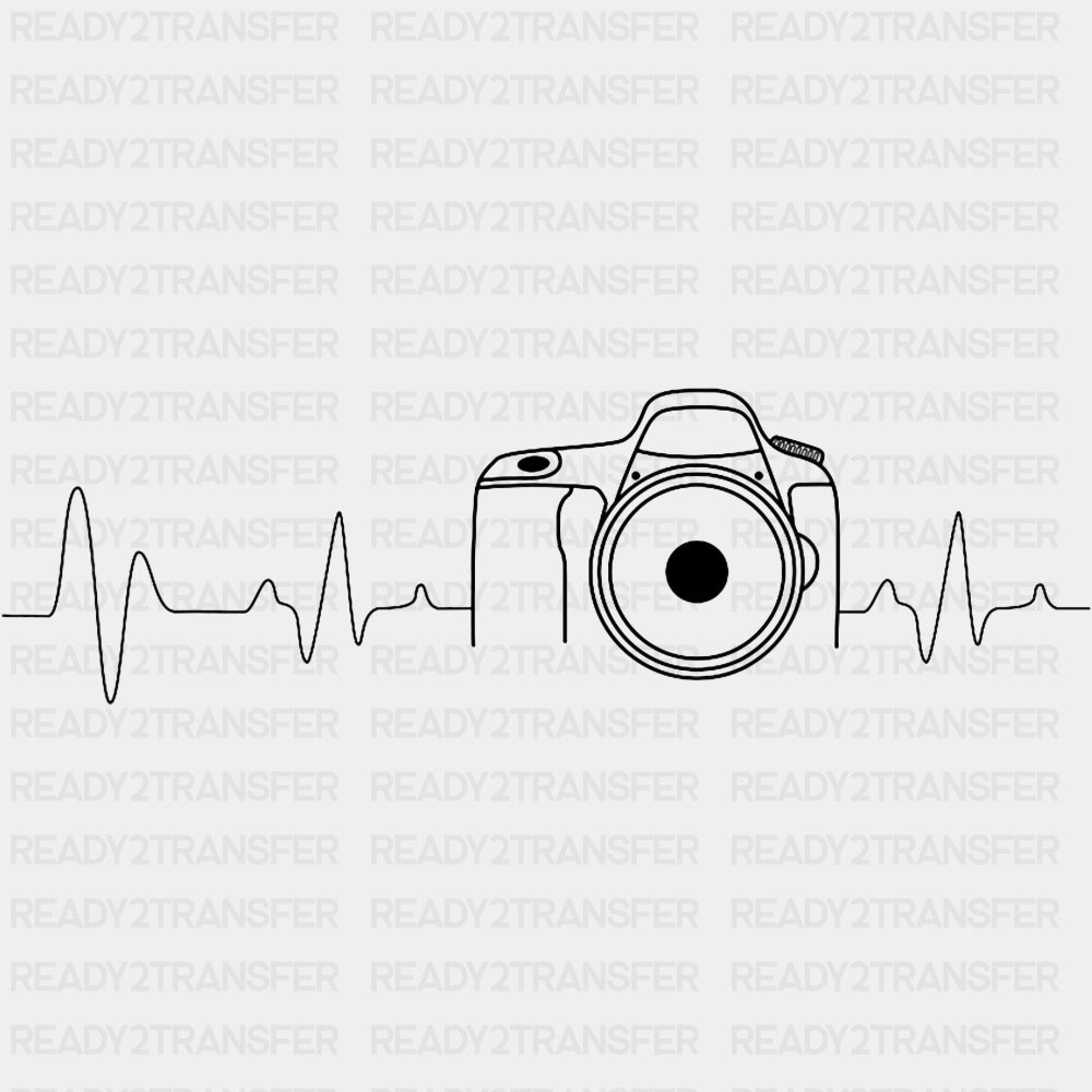 ECG Line & Camera - Photography DTF Transfers ready2transfer Dark Color Design (See Imaging)