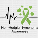 ECG Line Non-Hodgkin Lymphoma Awareness - Lymphoma DTF Transfers Adult Unisex - S & M (10’’) / Dark Color Design (See
