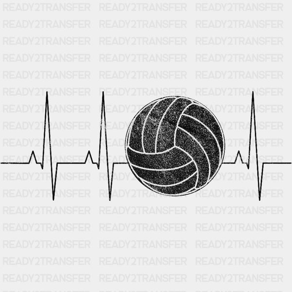 ECG Line & Volleyball - Volleyball DTF Transfers