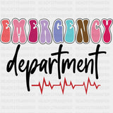 Emergency Department ECG Line B&W - ER Nurse DTF Transfers ready2transfer Dark Color Design (See Imaging)