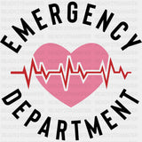 Emergency Department ECG Line - ER Nurse DTF Transfers ready2transfer Dark Color Design (See Imaging)